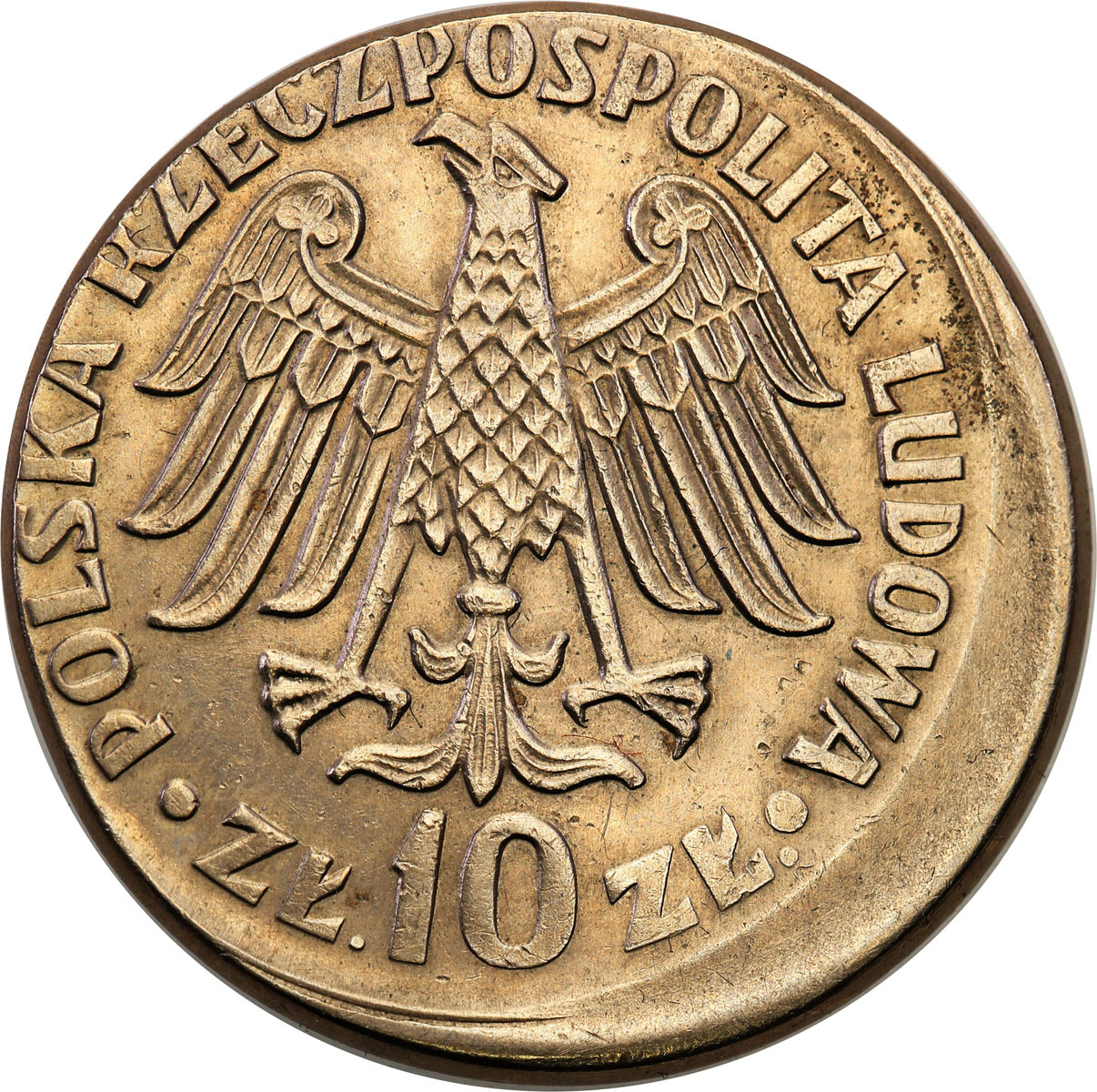 PRL. 10 złotych 1964 Kazimierz Wielki, (napis wklęsły) - DESTRUKT